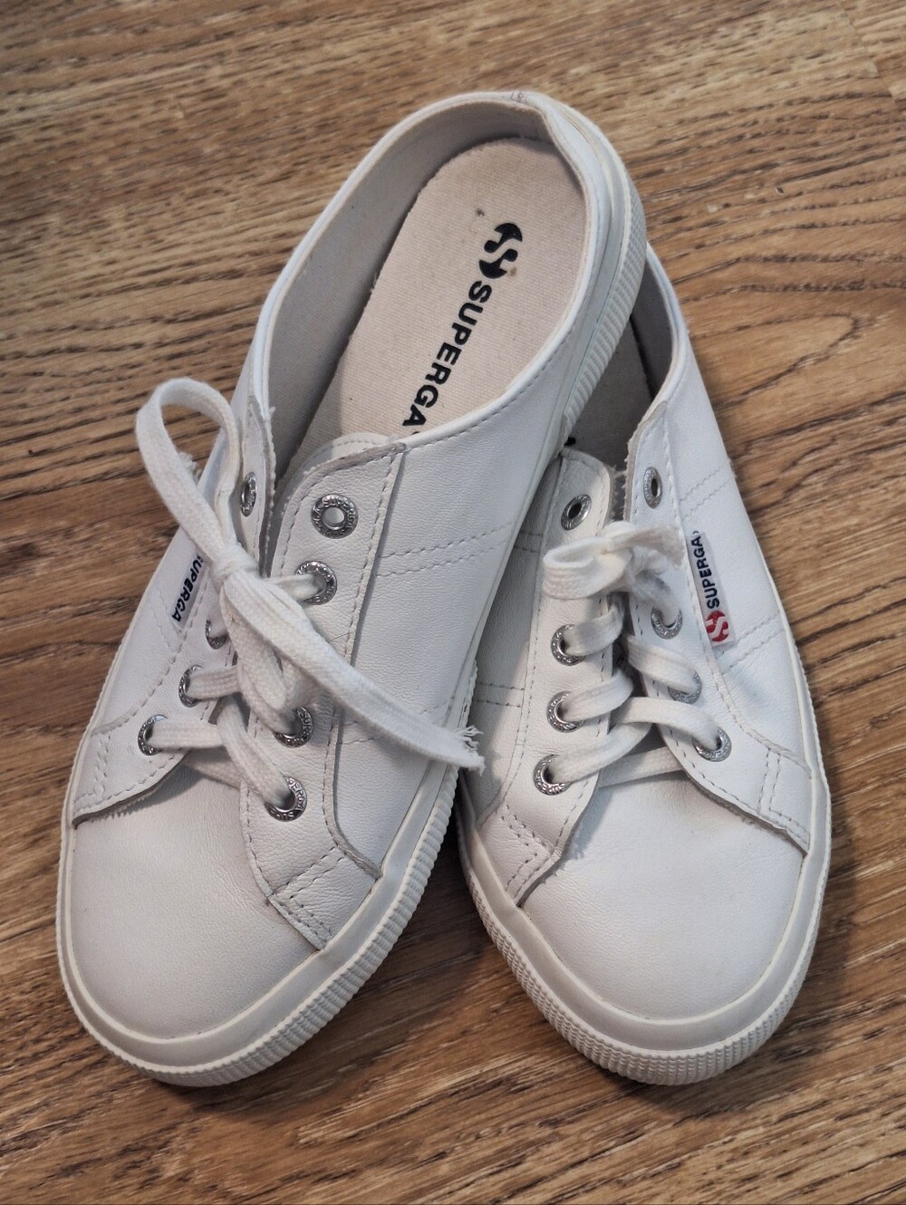 Superga Leather Mule Nappa White Slip-On Sneakers - 38